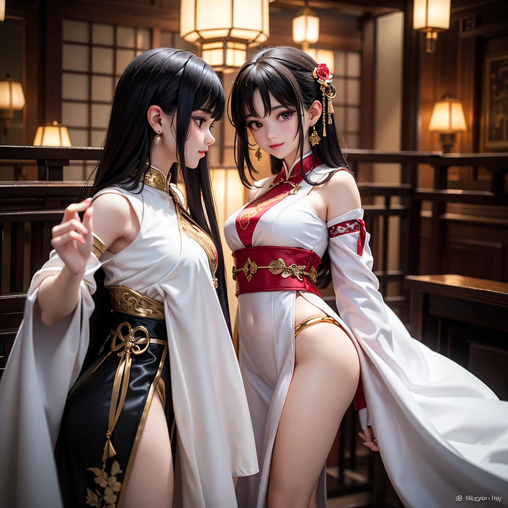 beautiful samurai girl, beautiful smile, shirt with buttons open, tiny panties, seen from behind, holding a katana in a samurai battle