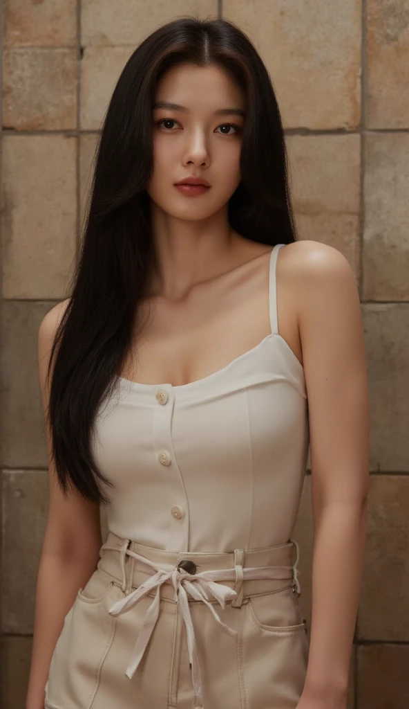 beautiful russian woman in her 20s, 8k, perfect physique, perfect proportions, detailed face, high quality, photorealistic, stunning eyes, long eyelashes, attractive facial features, flawless skin, light brown hair, tight waist, stylish clothes, necklace, active posing, rough long hairstyle, vivid colors, masterpiece, best quality,Black Dress,Shoulder,(She is bleeding)