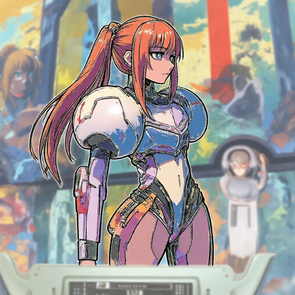very big tits ((Masterpiece, The best quality)), illustration, 8K ultra detailed, realist, clear focus, Very detailed, Professional lighting, colorful details, Rainbow color break, high rise factory, large mechanical robot structure, tablet, computer, ((glow)), intricate details, shitu-mecha, 1 girl, mecha, belly button, color image, (cyberpunk), (redder hair: 1.2) big tits very sexy very big tits extremely big tits big cameltoe cameltoe cameltoe big cameltoe big,yellow red hair,Yellow hair, ((techpriest)), mechanical arms, obtained mechanic, Big fully naked. ((washed up red flowing modest ornate hooded technopriest dress, Dirty (red robes with oil stain)))