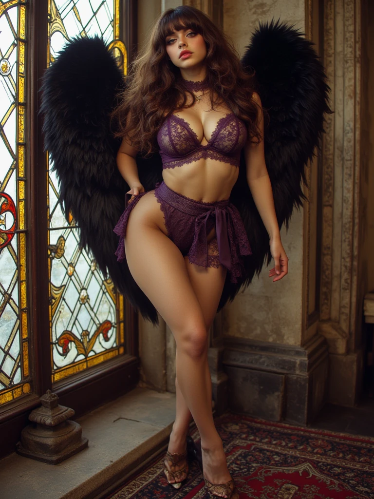 ornamental, blingbling,
victoria's secret show, high heels, catwalk, wavy hair, curls, peacock,wings, over knee boots, diamond bra, thighhighs, Peacock, pelvic pelvic curtain, (nipples:1.4),(pubic hair:1.25), (filigree:1.3),(see through:1.25),BDSM,