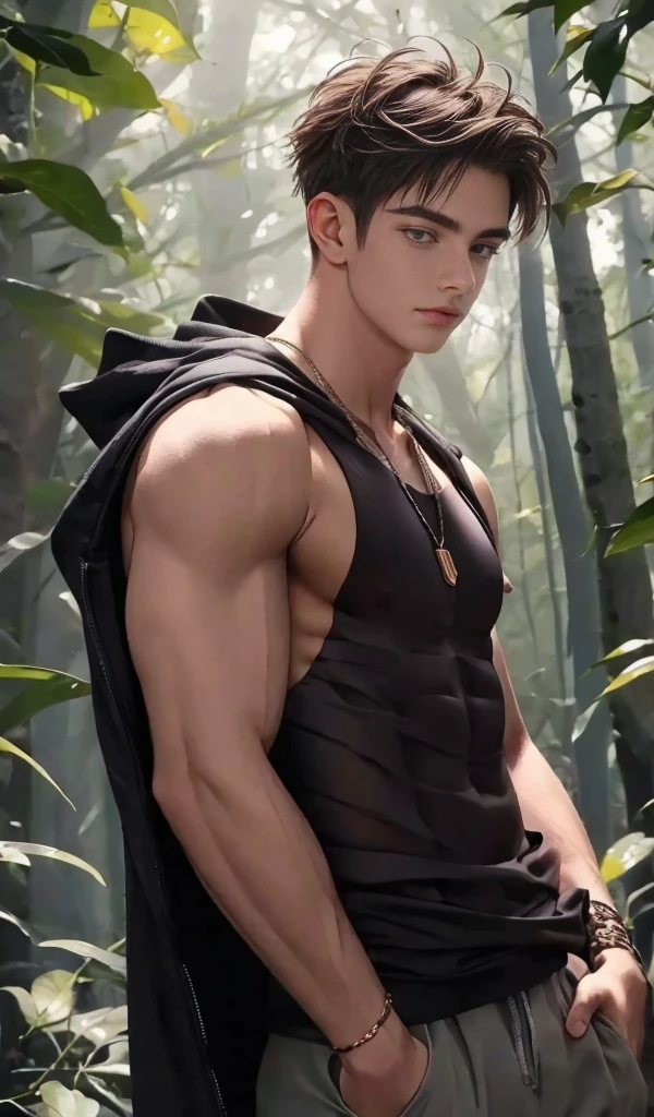A full body handsome muscular asian man is in a wonderland, 20yo,  He is extremely muscular body can be seen as  male hero with black  hair.   Inspired by Bian Shoumin, Inspired by Xiao Yuncong, yihao ren, yanjun cheng, jinyiwei, inspired by Huang Gongwang, xintong chen,  absurderes, A high resolution, Ultra detailed, hdr), Masterpiece, Best quality, pro studio light, [ well-defined body ]，, detailed Abs，big chest muscle，super long big fat  , correct  in good shape, , super realistic