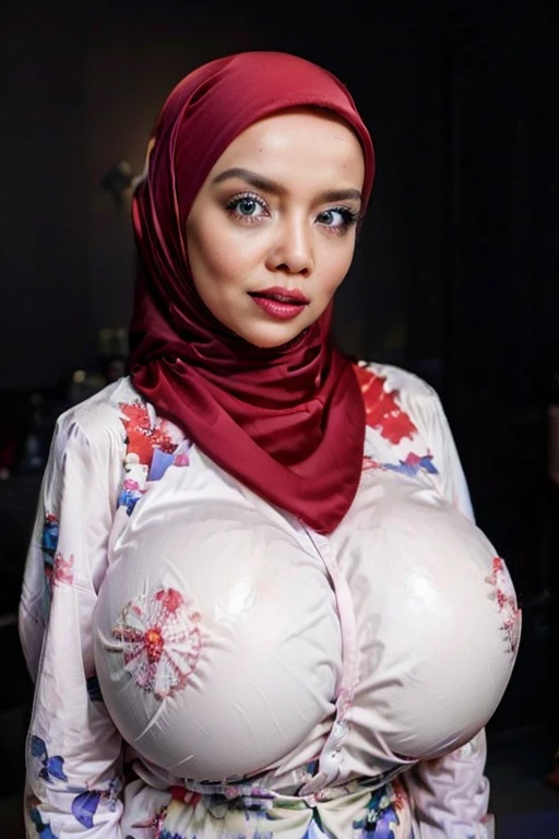 (((Mimi lana with huge breasts:1.5))) (((perfect red lips))) (((Woman: Pubic hair is hairy:1.3))), (((Woman: Full Nude & Naked unclothed))) (Best quality, high resolution, masterpiece: 1.3), a beautiful malay woman in satin flowers hijab, big breasts, 25 year, body abs, tall , sitting on bed, cross legs , ((gigantic breast:1.3)), beautiful lady, Nikon Z 85mm, ((best quality)) ((masterpiece)), intricate detail, ((almost )), sharp focus, professional, realistic, real life, hyperreal, photorealistic, fine detail, best quality, very Detailed CG unity 8k wallpaper, perfect artwork, Full body, glowing eyes, realistic, perfect female hourglass figure, thin waist, wide buttocks, looking at viewer, extremely delicate and beautiful, best quality, beautiful detail girl, beautiful eye detail, face lighting, film lighting, perspective, revealing buttocks, perfect collarbone, realistic facial expression, (exquisite detail, makeup, (exquisite beautiful exquisite face, delicate and beautiful eyes, a face with perfect proportions, high-detailed skin,((wearing tight bondage Outfits with closed hijab)),  diamond necklace, ((Sexy bondage Outfits clothes)), luxury hotel bedroom, dynamic pose, shy smile