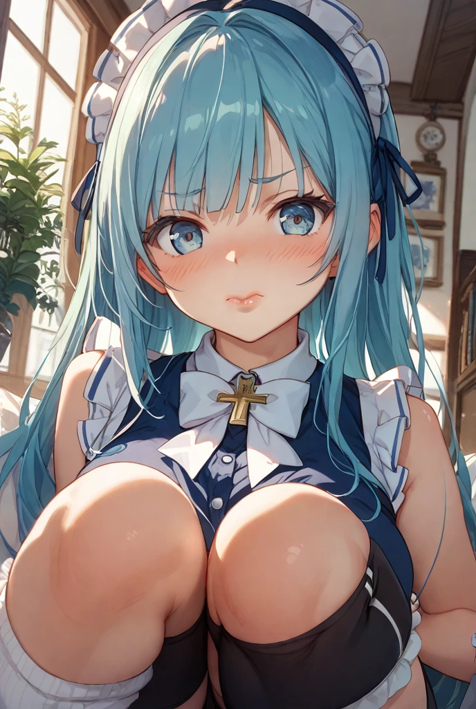 ((masterpiece, best quality)),high resolution, highly detailed, detailed background, perfect lighting,detailed beautiful eyes,1girl,embarrassed,blush,look at viewer,show off breast,steam,heavy breathing,saliva,naughty smile,(open mouth,oral),face focus,(from above:1.1), (pov:1.4),(front view:1.2), provocative eyes,sweat,fisheye lens,1boy,1penis,(vaginal,sex:1.3), boy on top,face to face,hetero,tear,in heat,skirt lift,show off pussy,loss of virginity,small breast,hair ornament, green hair, twintails, long hair, dress,library