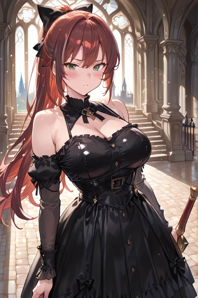 ((Top image quality、8k、​masterpiece：1.3))、full bodyesbian、Focus sharpness：1.2、Beauty with outstanding style：1.4、Slender abs：1.2、((Brown hair、huge tit：1.2))、Highly detailed facial and skin texture、A detailed eye、二重まぶた、、sexy、Show armpits、Highly detailed facial and skin texture、A detailed eye、二重まぶた、（（（Hanging eyes）））、（（red eyes））、demonic horns、tusk、（demonic wings）、A dark-haired、Semi-long、（（heavy wind））、（（Unkempt hair））、（Red hair ornament）、（（Troubled face））、（（（Shy face）））、（（shame））、（（from below looking up））（（（（fullnude））））、（（（（teats））））、（（（（The areol））））、deep in the night、moonlights、（（crescent））、（（Red Moon））、（（（shadowy）））、（（（鎖骨）））、kawaii、Abandoned castle、rubble