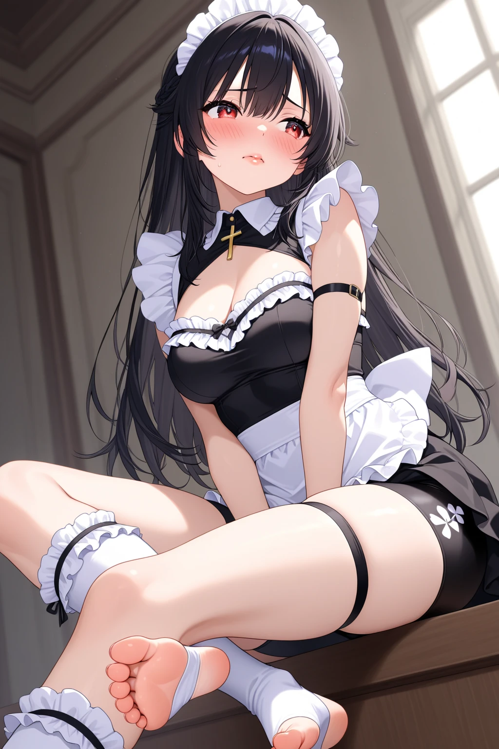 pieces fly、masterpiece、highest quality、Super detailed、High resolution、High resolution、8K portrait、Unity 8k壁紙のHigh resolutionCG、unity 8k wallpaper、cute type little:1.5、:1.5、Highly detailed CG unity 8k wallpaper、realistic、real person、cute type little、 portrait photography、shiny skin、High resolution、(16 years old:1.2)、(1 girl)、beautiful clear eyes、very detailed explanation、delicate face、nice lips、slender body、Same with big breasts thin waist、thin legs、(garden:1.6)、1 girl, cute type, perfect face, seriously, (blush:1.5),((There are a lot of people nearby:1.4))Same with big breasts,((Maid clothes:1.2)),(((clothing lift:1.5))), (((I have nipples))), Detailed description vagina,show vagina,spread legs,spread ,((cum in vaginas:1.3))、(:1.2)