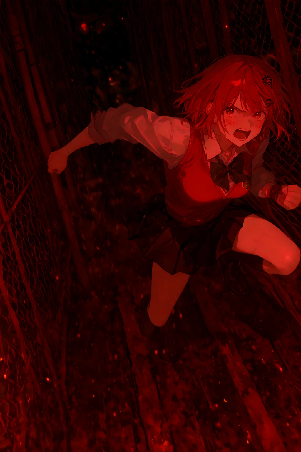Anime girl with blood on the floor with a knife and blood dripping, from frontline girls, Yandere, Yandere gapmoe, Best Anime 4K Konachan Wallpaper, Yandere gapmoe grimdark, Kantai Collection Style, frontline girls style, frontline girls, frontline girls cg, bloody scene, fine details. frontline girls, night, de Arknights