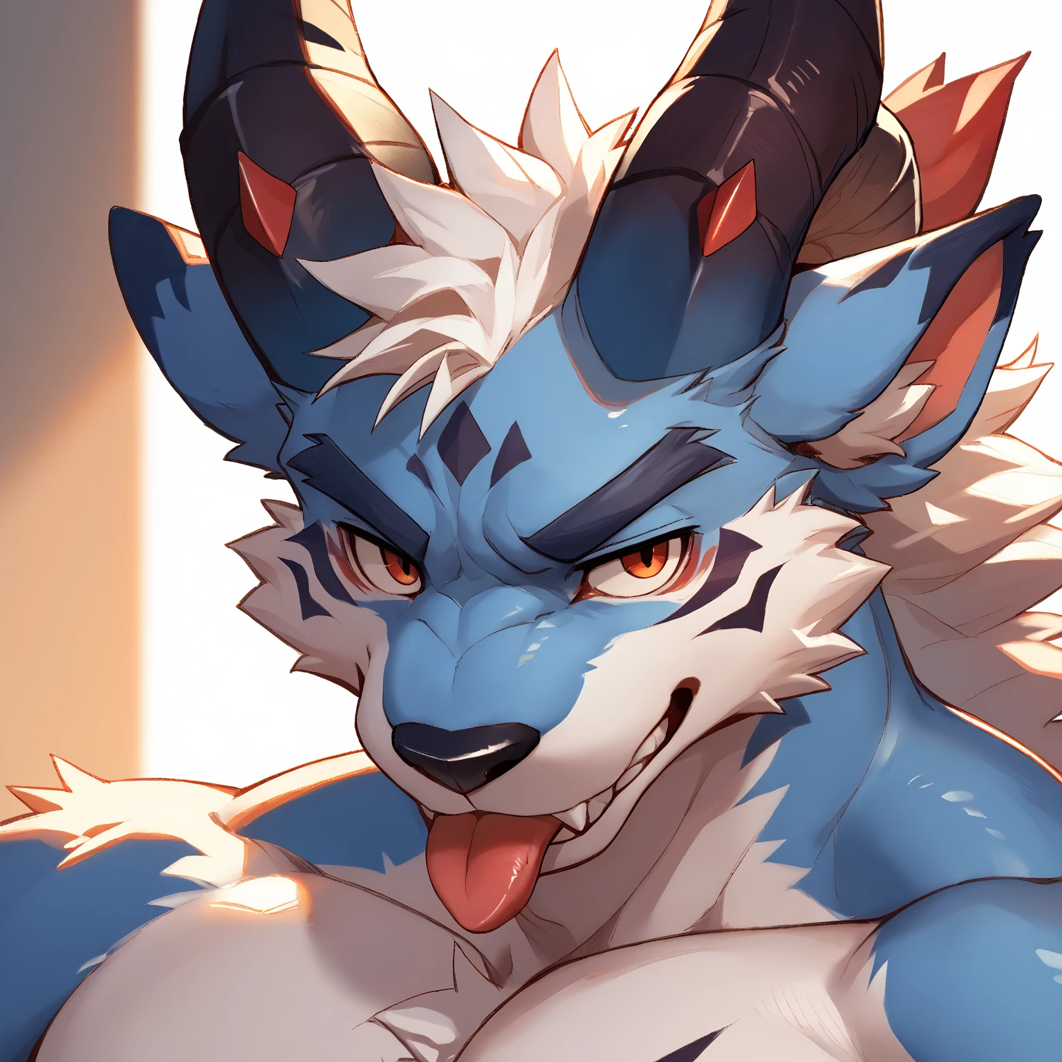 Werewolf luxray,feral,male,knot,balls,full body,moon background