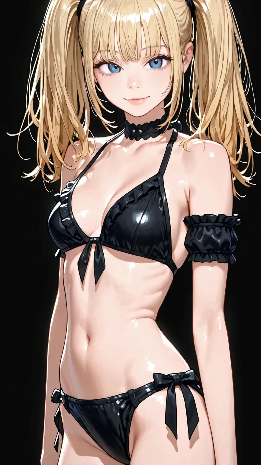 (Luminernd), masterpiece, narrow waist,large breast, blush, official art, indoor, detail eyes, cg, smile, micro bikini, standing