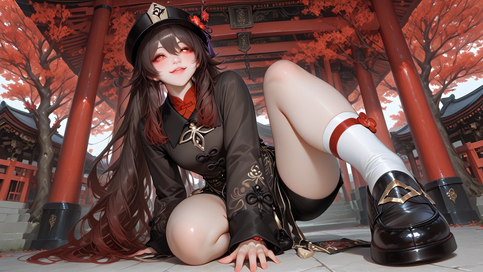 A slender girl with an ahegao face and a fat man having sex missonary position legs up Creampie with blunt bangs Long brown unkempt hair Yellow ear ribbons Jets from front view