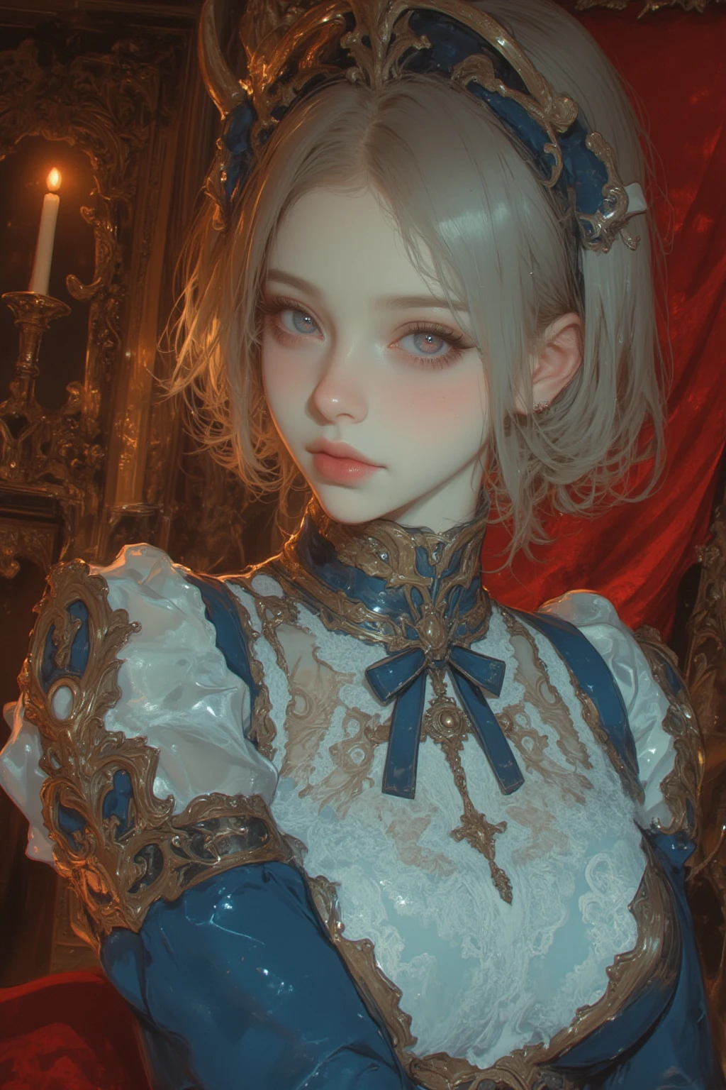 ((masterpiece)), ((best quality)), (ultra-detailed), ((extremely detailed)), 4K, (8K), best quality, a beautiful woman, ((beautiful light gray hair)), shiny hair, ((fluffy bob cut)), light blue eyes, detailed skin, freckled skin, flushed cheeks, 20 years old, Super detailed alcohol ink painting of gorgeous girl, Made on top of a mixed-media masterpiece patchwork of stress-free vintage script paper, Ephemera, Torn cardboard, Vintage newspaper, Vintage sheet music, Wax Seal, Dress made of paper ruffles and life-size dainty lace, in the style of [Junk Journal, double exposure, Equal to the size of the body, Greg Simkins, Mark Davis, Oliver Jeffers, Andy Kehoe], Cinematic, Stunning, Highly detailed, 8K, dehazed, Smile, surprise