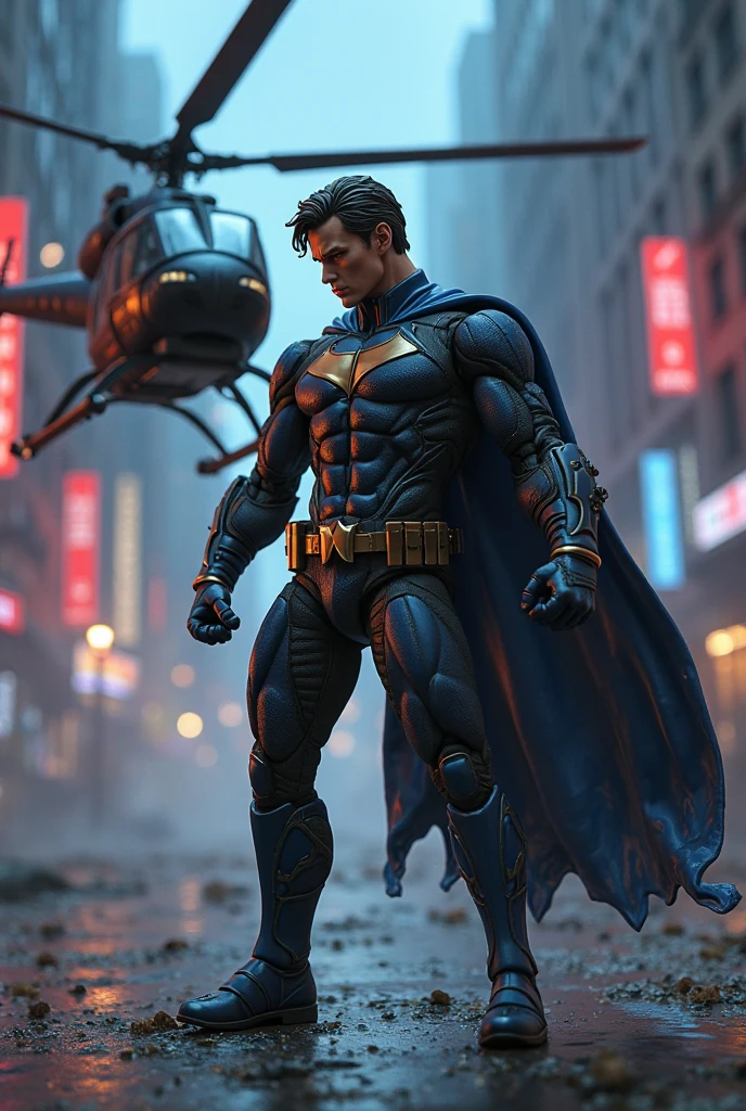 A batman on top of a gotham skyscraper, cena de filme 8k tema escuro, ::n_ desenho, Imperfection, baixa qualidade, boneco, jogo, anime, texto, assinatura