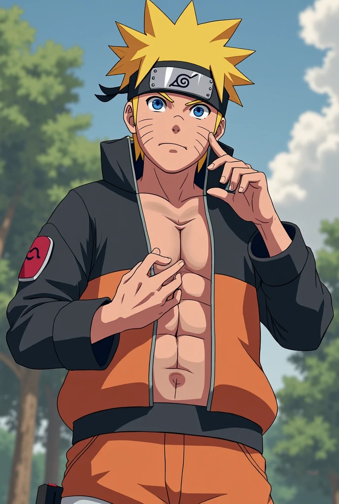 (Huge, strong, muscular thigh muscles) Naruto Uzumaki, sweaty, topless, shirtless, sunny, shiny skin, tanned skin, bodybuilder, big body, body huge, sexy, super giant body, explosive and muscular, huge, firm pecs, big biceps, muscular, cute baby face, lying on the bed, lying in a comfortable position bangs,Hands on the bed, arms straight, arms close to the body,hands on the bed, arms straight, arms close to the body (close-up)
