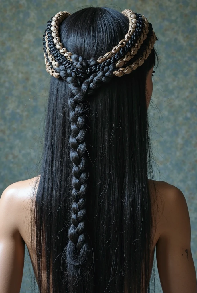 italian model, medieval, costume, brunette , long hair, sides view