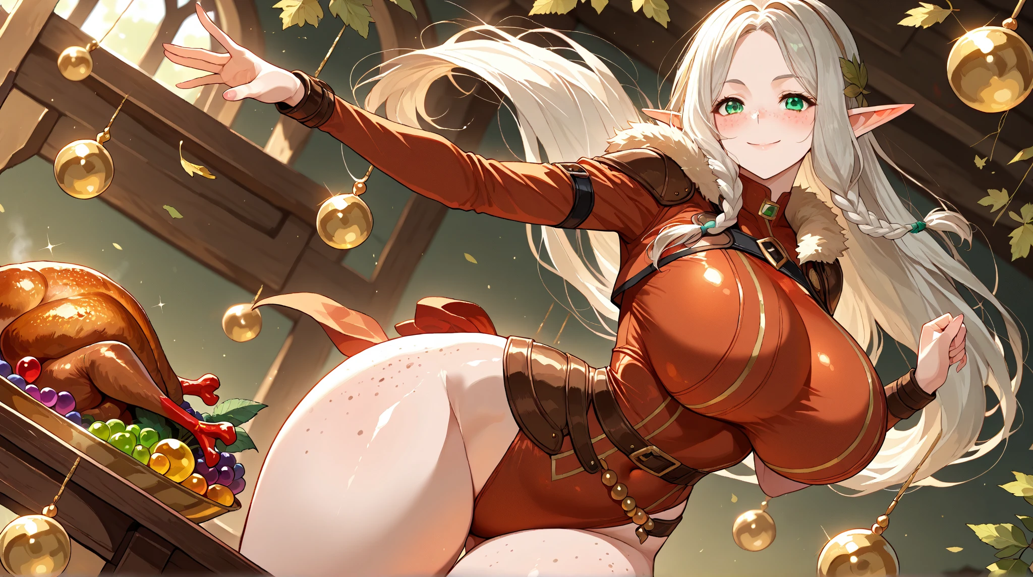 Darkness \(KONOSUBA\), Darkness from KONOSUBA, (wearing no armor Darkness), (((big breasts, big ass, wide hips, thick thighs))), sitting inside wooden cab, snowing outside, laying next to fireplace, anime style, super detailed,
