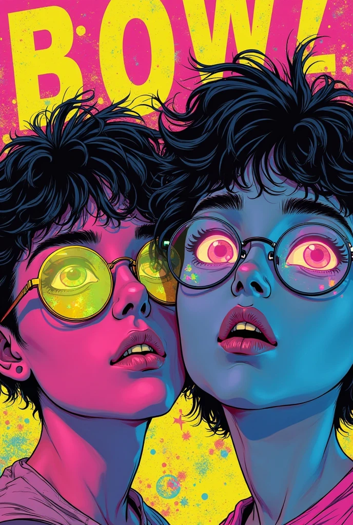 um close up de um cartaz com uma garota sexy deitada em uma cama, stylised graphic novel, arte da capa da graphic novel, arte da capa da graphic novel, inspirado em Asaf Hanuka, inspirado em Tomer Hanuka, epic graphic novel wallpaper, arte estilizada em quadrinhos, Jamie Hewlett Arte, serigrafia duotona, inspirado em Victor Moscoso, Gorillaz Fase 1,