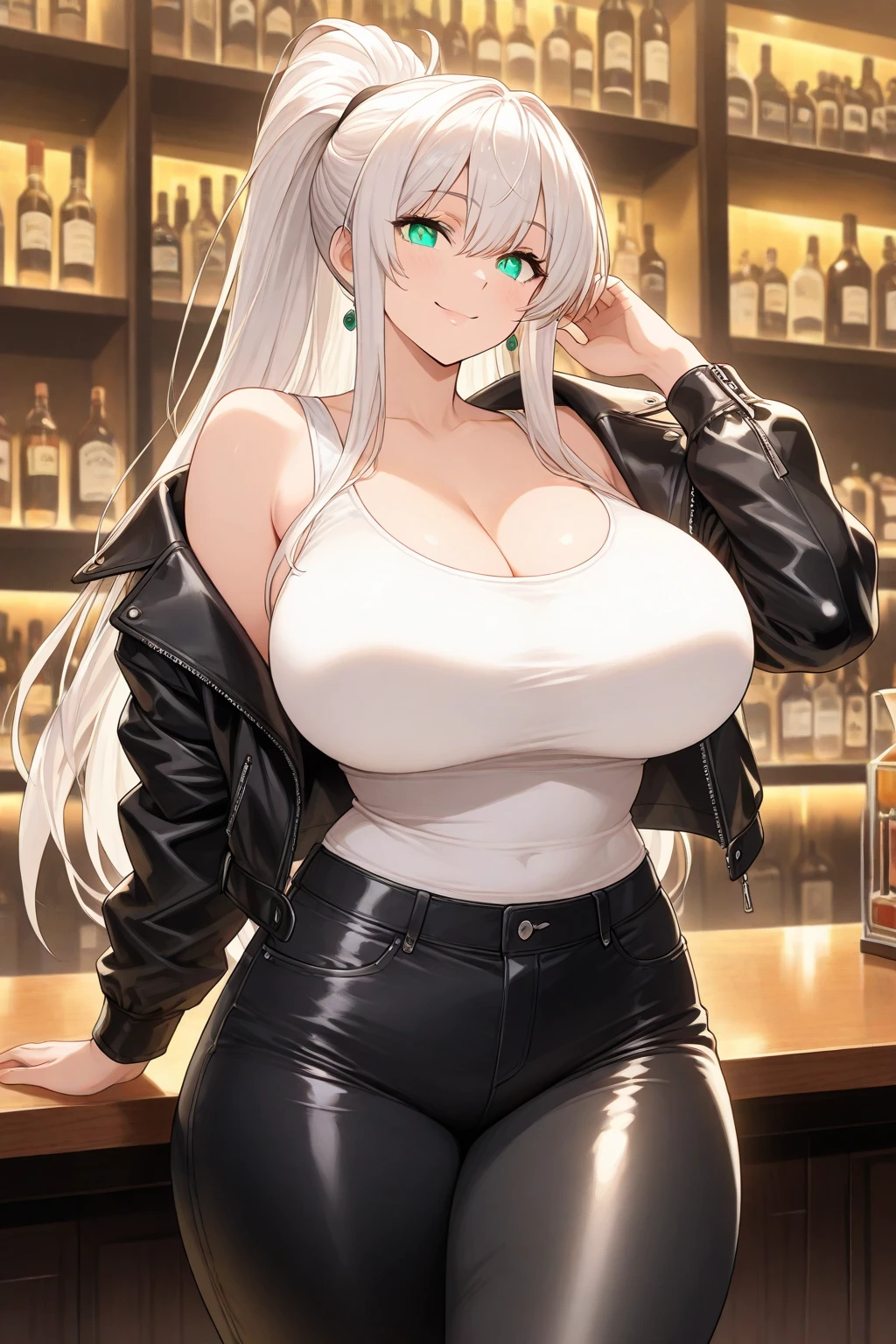 2 elves, tan, K cup breast, thicc thigh, pasties on breast, ultra mini skirt and pants, thong, prostitution club scene, clear view.