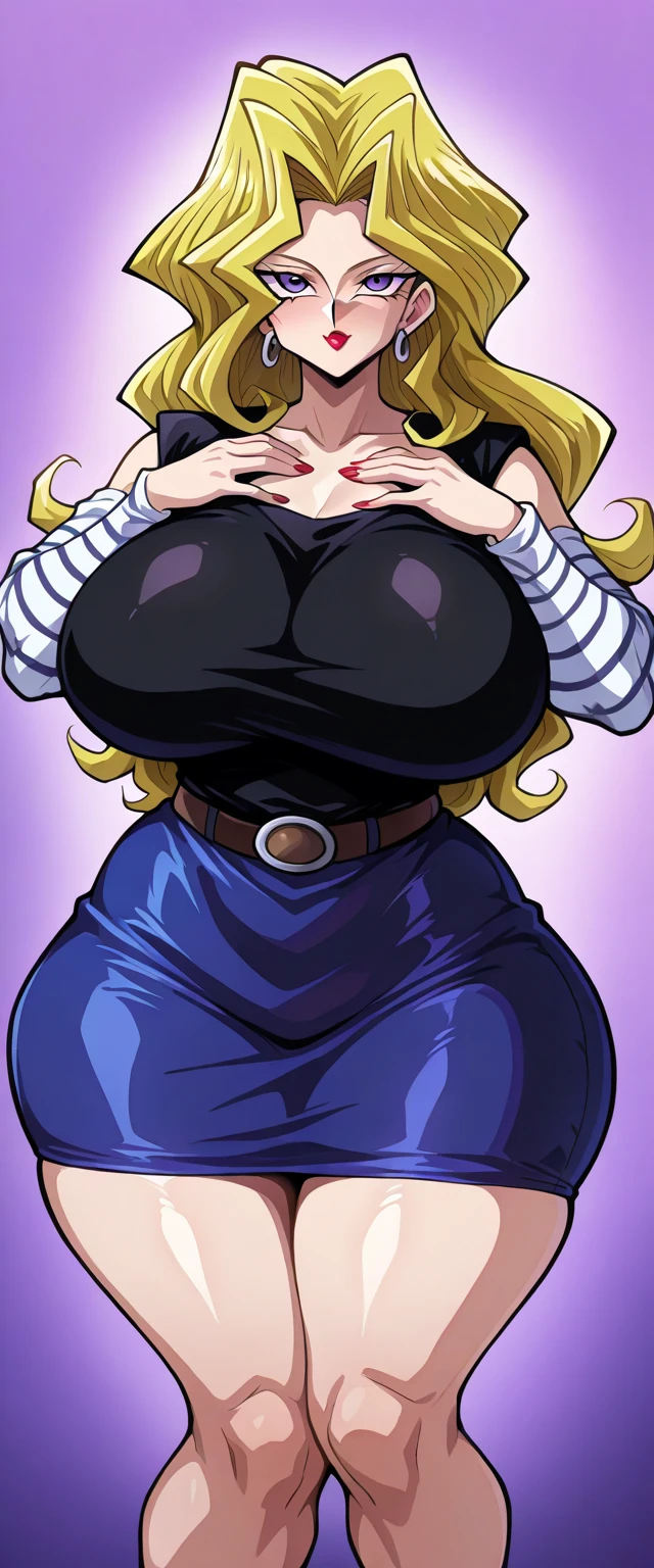 best quality, high resolution, large breasts, blonde hair, blush, embarrassed, cowboy shot, looking at viewer, bowsette, pink lip, (((gigantic breasts))), in a volcano with lava