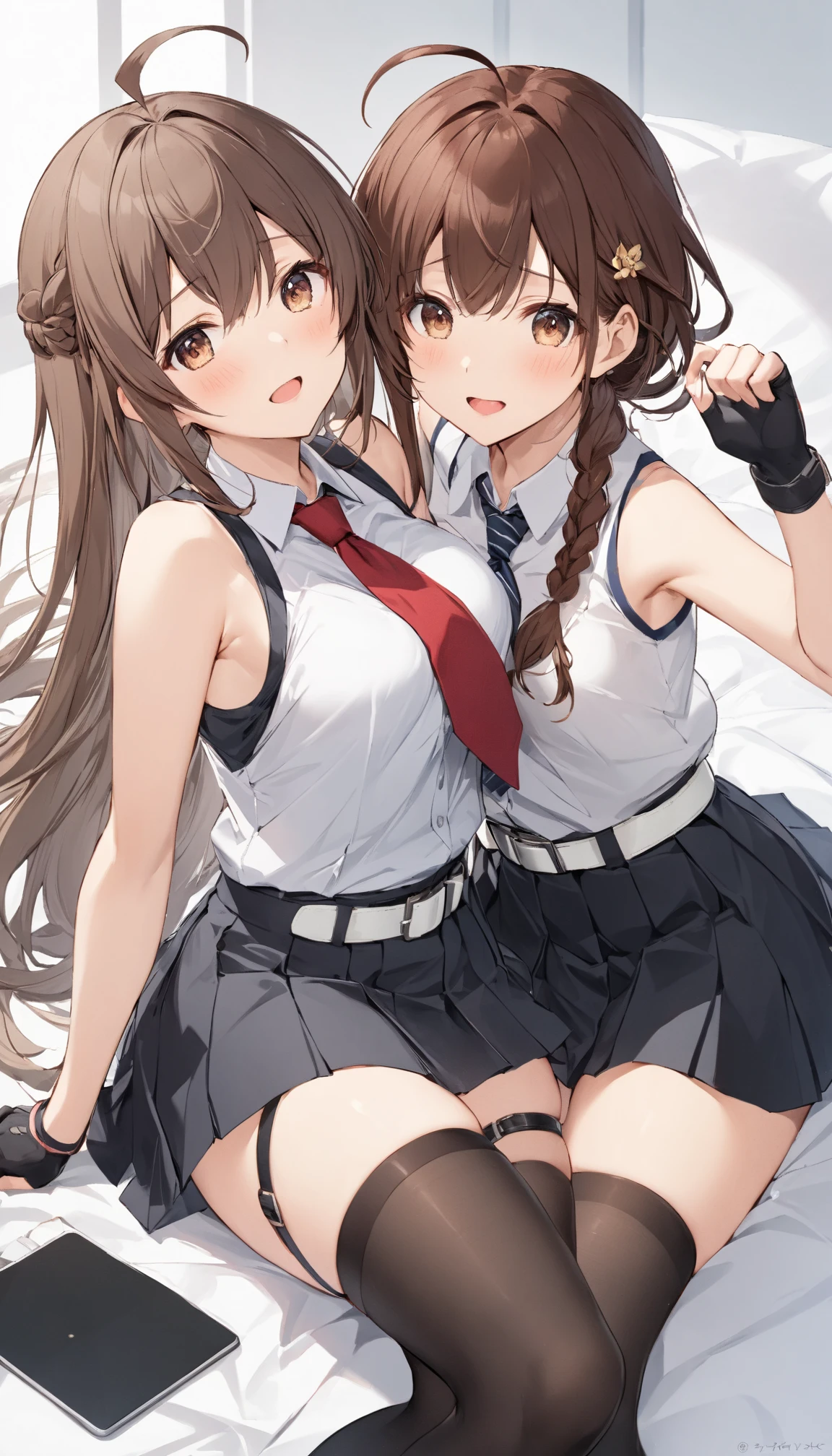 (8k, 最high quality)、Ultra-high resolution、Adorable、最high quality, beautiful, Absurd beauty,((Two Girls)), semi-long, Black Hair、Brown Hair,Dark brown eyes, Open your eyes, Healthy Skin, Hair Ribbon、uniform、 14 years old, (cryin) ,Cute Characters, Most detailed, high quality、(missionary, boy, penis, lying, vaginale, ass pov, sex, nsfw)、nose blush、steam、Oblique angle、Shiny Hair、非常に細かくてbeautiful明るい目、be scared、非常に精細でクリアでbeautiful顔, Being stripped of clothes、Slender body、Awards, Anatomically correct、((Scared))