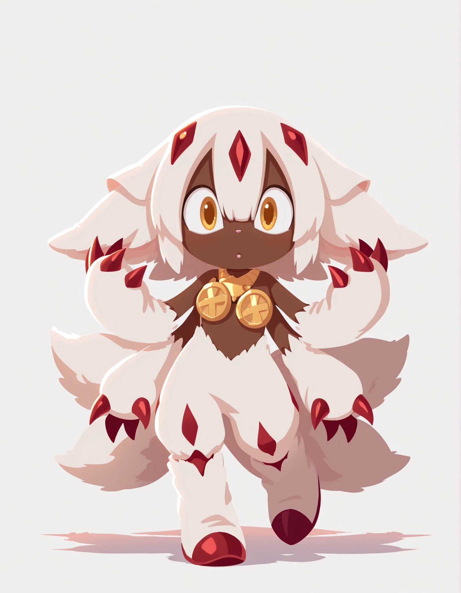 no lineart, sonic (series),, faputa, dark-skinned girl, animal ears, extra arms, red claws, multiple tails, white black, mtlb1a,