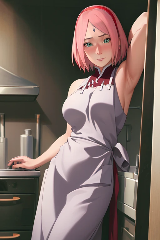 (masterpiece, best quality:1.2), cowboy shot, solo, 1girl, momoi satsuki, looking at viewer,hand on hip, angry, pov ,(naked:1.3), (white apron), large breasts, cleavage, thighs,NSFW,official art,extremely detailed CG unity 8k wallpaper, perfect lighting, (masterpiece:1.0),(best_quality:1.0), ultra high res,4K,ultra-detailed, photography, 8K, HDR, highres, absurdres:1.2, Kodak portra 400, film grain, blurry background, bokeh:1.2, lens flare, (vibrant_color:1.2),(beautiful_face:1.5),(narrow_waist),(perfect hands, perfect anatomy),