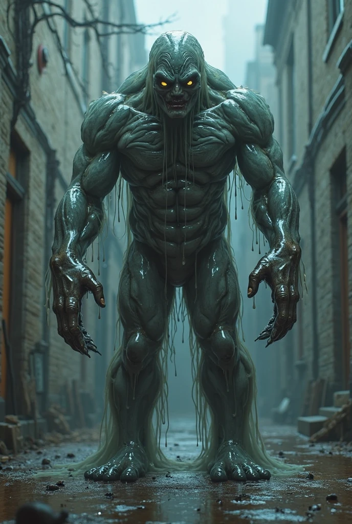 Let's create a creature called **Doppelganger Abissal**.

**Description:**

**human form:**
The Abyssal Doppelganger, in its initial form, looks like an ordinary human being. He can take on the appearance of anyone, perfectly copying their physical features, voice, and even their mannerisms. em sua forma humana, he is virtually indistinguishable from a real human being. however, it avoids prolonged contact, because your presence tends to make others uncomfortable, as if something was a little "out of place". Your eyes may occasionally reflect a reddish light in certain lighting conditions., which may be a clue to their true nature.

**transformation:**
When threatened or when it wishes to reveal its true form, the Abyssal Doppelganger undergoes a grotesque and rapid transformation. Your body twists and grows, human skin tears to reveal a taller figure, with about 2,5 metros de alto. The skin, before normal, becomes dark gray and thick like leather. His eyes become two glowing red orbs, full of hatred and malevolence. Sharp claws emerge from his hands, and their teeth lengthen and sharpen, turning his mouth into a row of vicious fangs.

**powers:**

1. **Perfect Mimicry:** em sua forma humana, The Abyssal Doppelganger can impersonate anyone he has observed closely, replicating their basic skills and mistakes. This allows him to infiltrate human groups or deceive his victims before revealing his true nature..

2. **Dark Regeneration:** When in its monstrous form, The Abyssal Doppelganger can rapidly regenerate wounds, making him difficult to defeat in combat. He is able to heal cuts and wounds with frightening speed., as long as it is in a dark or low-light area.

3. **supernatural force:** After the transformation, your strength increases dramatically, allowing it to tear through metal and crush stone with ease. He can knock down 