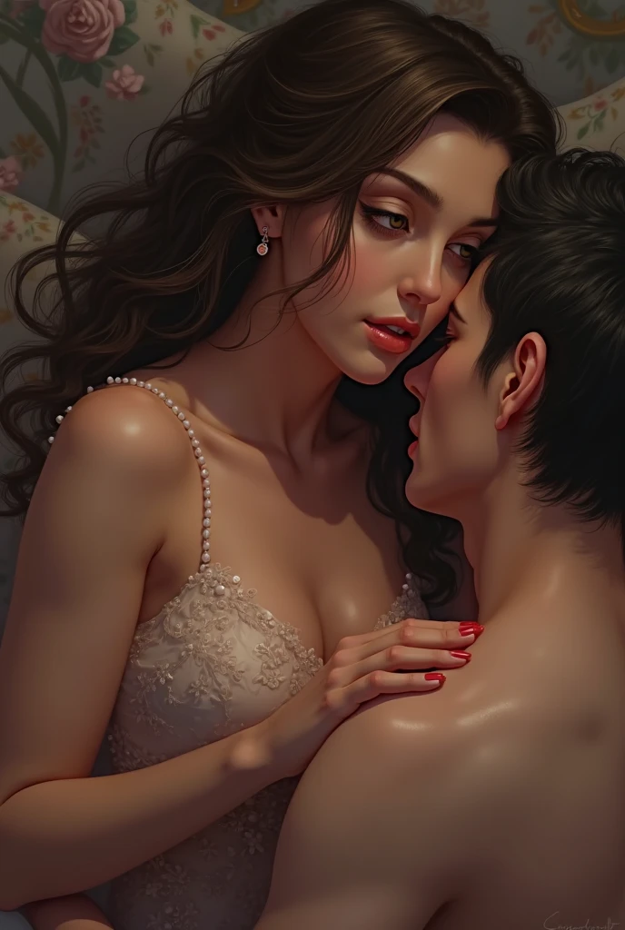 High-quality images of couples: blond man (Tall、Statue-like、Handsome and、Brave young man、Blue eyes、Curly golden hair、Wearing a grey antique military uniform) A woman with black hair (long straight black hair、Long Bangs、Tears streaming down my face、Blackberry eyes、A beautiful young femme fatale、naked、PRİNCESS、Hugging。They are in love with each other。Created by Boris Vallejo「Ideal Anatomy」The sketch of、It is characterized by being very detailed.。masterpiece、Detailed study of the face、Beautiful Face、Features of Beautiful Face、Perfect Image、Realistic shots、Detailed study of the face、Full body image、8k、Detailed Images、Highly detailed illustration、A true masterpiece of the highest quality、Careful drawing。Bare Skin、Gown and naked watercolor、
Watercolor Gothic、Romance Black Panties、
Large drops of sweat、Dripping Sweat、A look of ecstasy as she spreads her legs wide、Intense love, intense pose、Lean back