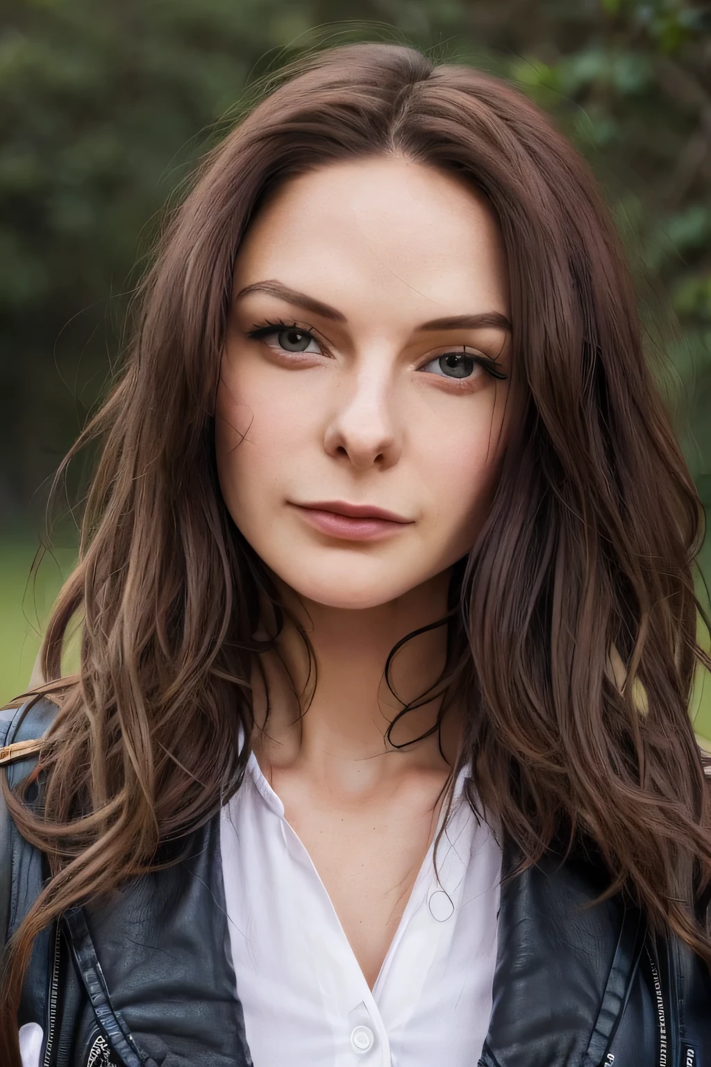 can you draw a more delicate facial expression，leather jacket、white shirt，Leather shoes，Leather Pants，can you draw a person with a rifle using movie lighting and ray tracing，Can you draw a person with a sniper，with a sniper 、a long blond woman in the park，can you draw a person with a sniper even bigger，beautiful woman with huge breasts，can you draw Can you draw a person with a sniper expression，City，、reality，    Picture    