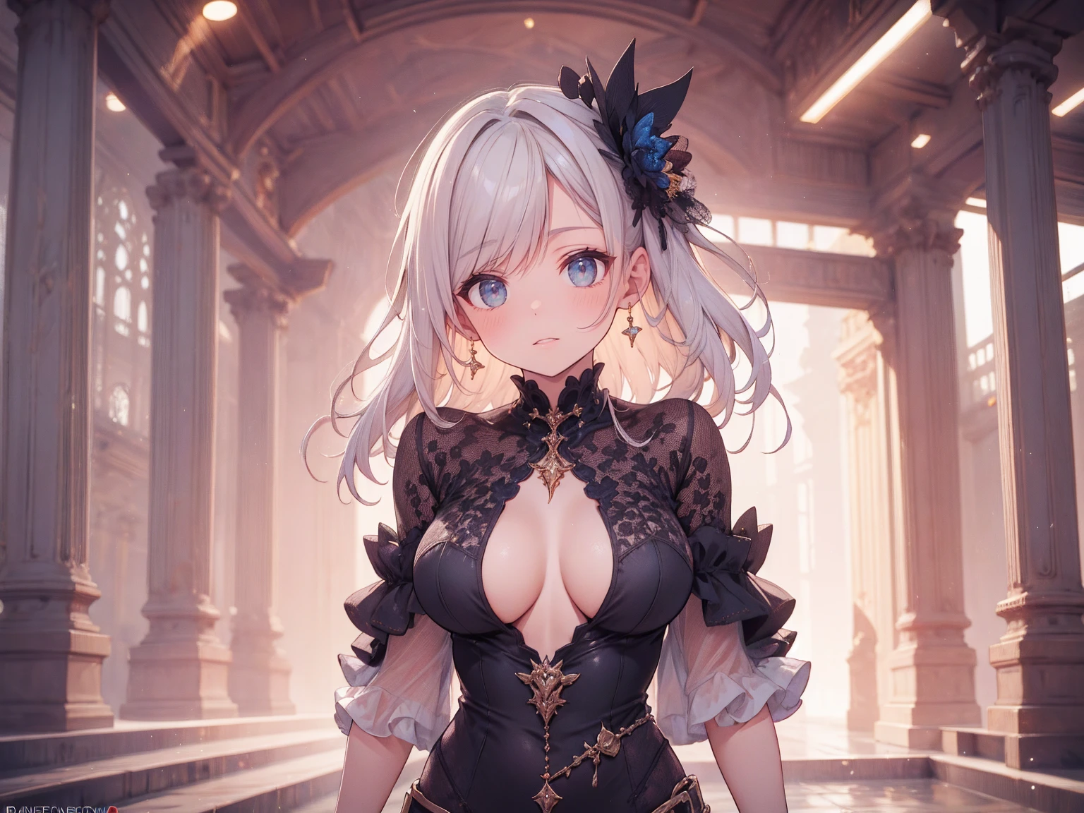 one person１８beautiful age women、Moist and beautiful eyes、Features、photograph、oval jaw、繊細なFeatures、beautiful expression、beautiful blonde hair、long bangs、long ponytail、Blue eyes with a beautiful shine、LDS art,Fashion model 25 years old、[[[[close]]]]、[[[[chest]]]]、[[[[head]]]]、[[[[shoulder]]]]、perfect eyes、perfect iris、perfect lips、perfect teeth、perfect skin、soft front light、shine、HDR、(calm color 1.2)