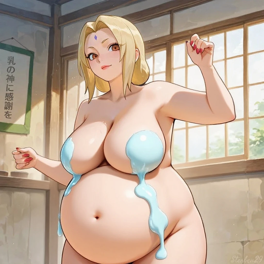 score_9, score_8_up, score_7_up, score_6_up, BREAK source_fate, artoria pendragon lancer, blonde hair, green eyes, 1girl, completely nude, curvy, huge breasts, naked, naughty face, dark nipples, pregnant, presenting, pussy, sexually suggestive, simple background, solo, standing, uncensored, upper body