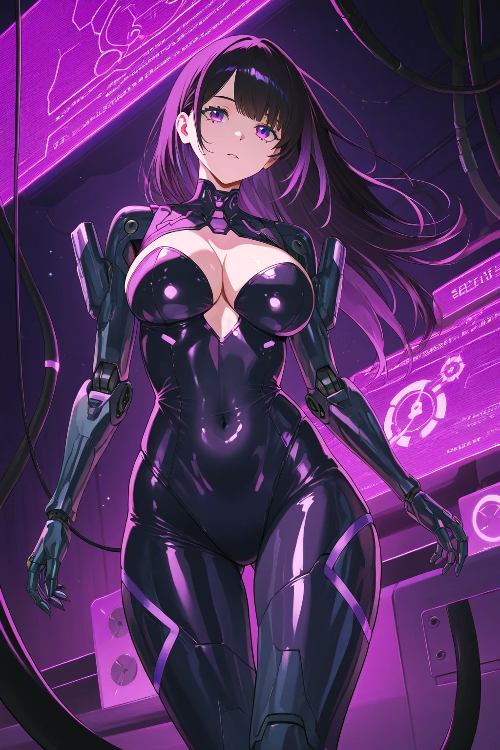 1 girl,NSFW,Helmet,(( brainwashing, visor)), wire, Nozomi Tojo ,(lovelive),clavicle, Eyes glowing purple,huge breasts,absurd, brainwashing,empty eyes, ((No expression,erasure of emotions)), (black latex tight bodysuit),look away , 全身shape,(highest quality、4k、8K、High resolution、must have:1.2)、Super detailed、(reality、reality的なです、reality的な:1.37)、ticker、hyper hd、studio lighting、ultra definition paint、sharp focus、Physically based rendering、extreme details、Professional specifications、vibrancy and color、blurry、sports portrait、landscape、horror style、anime big breast、SF、photograph、concept artist、five fingers, perfect body, {{{masterpiece}}}, {{{highest quality}}}, {{Super detailed}}, {shape}, {{very delicate and beautiful}},Improved cost performance、all roles、Canon 5D MK4でphotograph、photograph,
