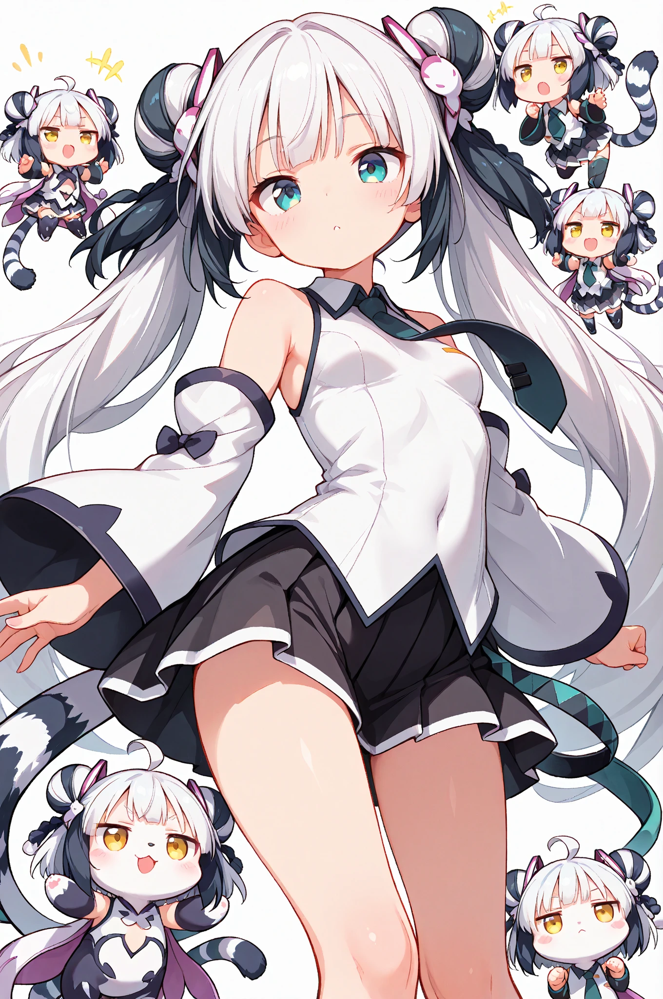 masterpiece, of the highest quality, Highly detailed,The best shading、
Beautiful anime face and eyes, full body Esbian, Standing, Good posture,、Hold up your little finger、Glowing skin, ear piercings,Shorthair,Side tail、Long bangs、Yin Kya、Petite、Hanging、Animal ears、
White hair color, Hairpin,(A smile:0.8),(embarrassed from:1.3)、(perspiring;0.8)、Purple eye color、Hanging、normal hands, Colossal tits, Ring-shaped bangle on left hand, Choker,hair pin、Thin ribbon、
Idol jacket、Tube Top Shirt、Plaid pleated skirt、panthyhose、Navel、clothes shiny、Ring overhead、
Night, fullmoon, starrysky、Scattered light particles, Blurry background image,