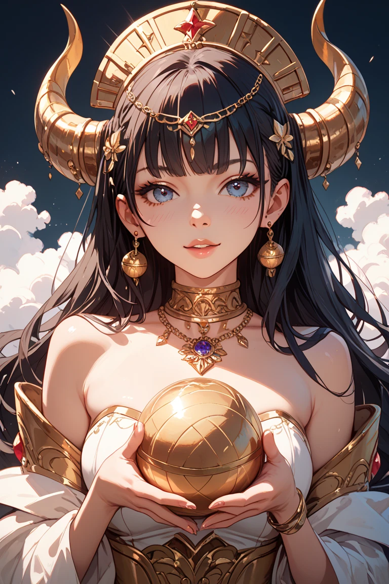 (Photorealsitic:1.3), masterpiece, top-quality, (intricate detailes:1.2), (landscapes:1.3), beautiful countenance, (Black theme:1.3),
(((1girl in、Girl in priestly clothes、(Take a look at Veiwer:1.3).((Brown sheep horns))、)))、Baphomet、Detailed pupils、Drawn eyes、((((The universe in the eye))))、