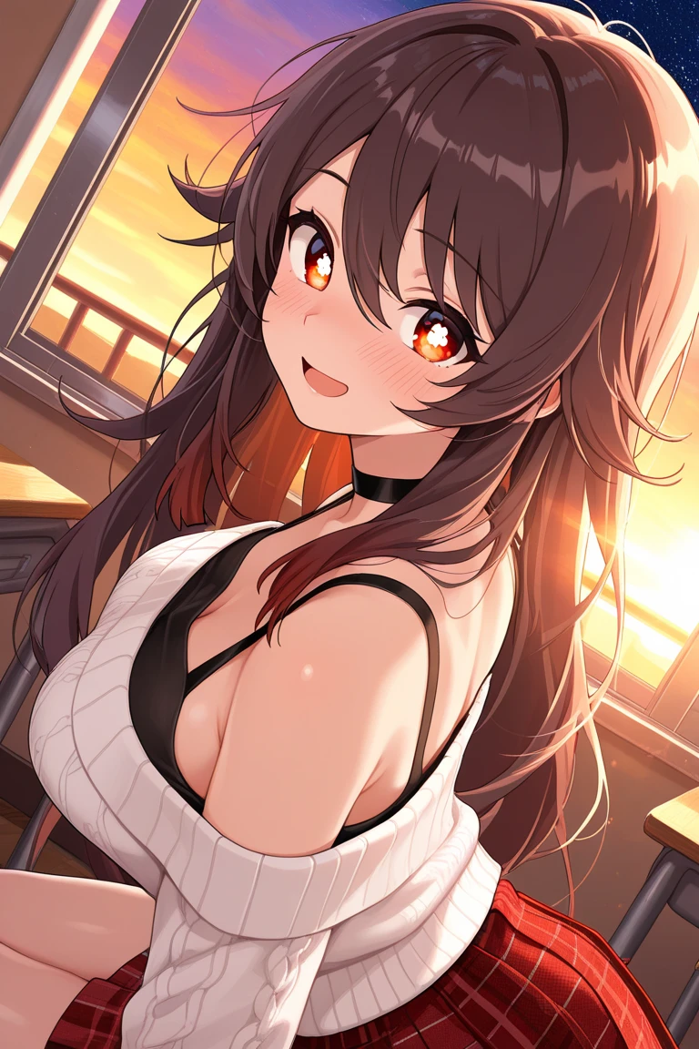 1girl, swimsuit, solo, bikini, opening door, looking at viewer, breasts, side-tie bikini bottom, long black hair, tip of hair dyed red, two side wavy hair bangs, absurdres, high res, ultrasharp, 8K, masterpiece, ponytail red ribbon, white coat, skirt, pantyhose, ( gradient red eyes:1.5)