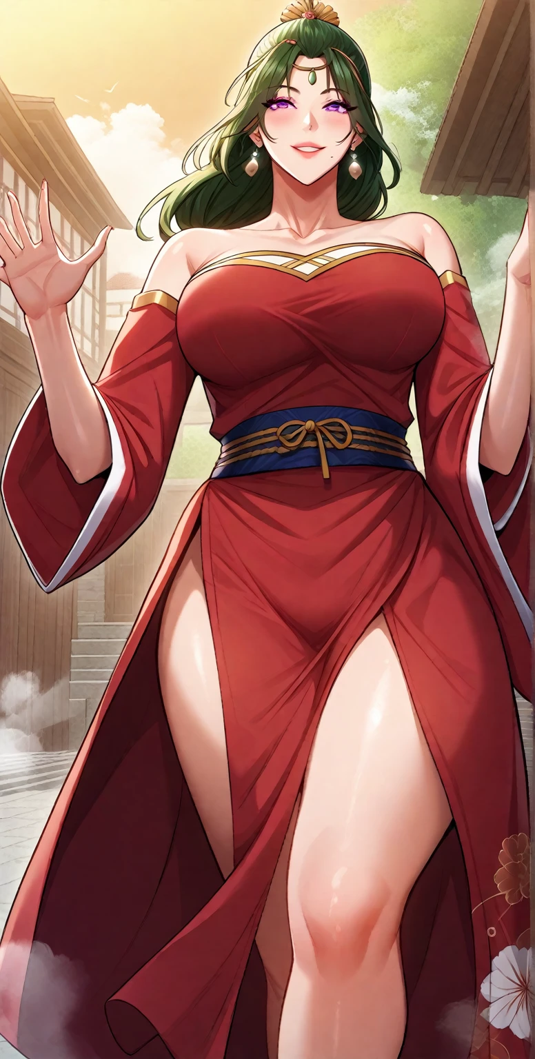 best qualityer, super detaill, work of art, ultra HD, 8K, 1 girl, focus on the girl, Mereoleona Vermillion, redgown, chic, sexy e sensual, showing off your thighs, emphasis on the thighs.