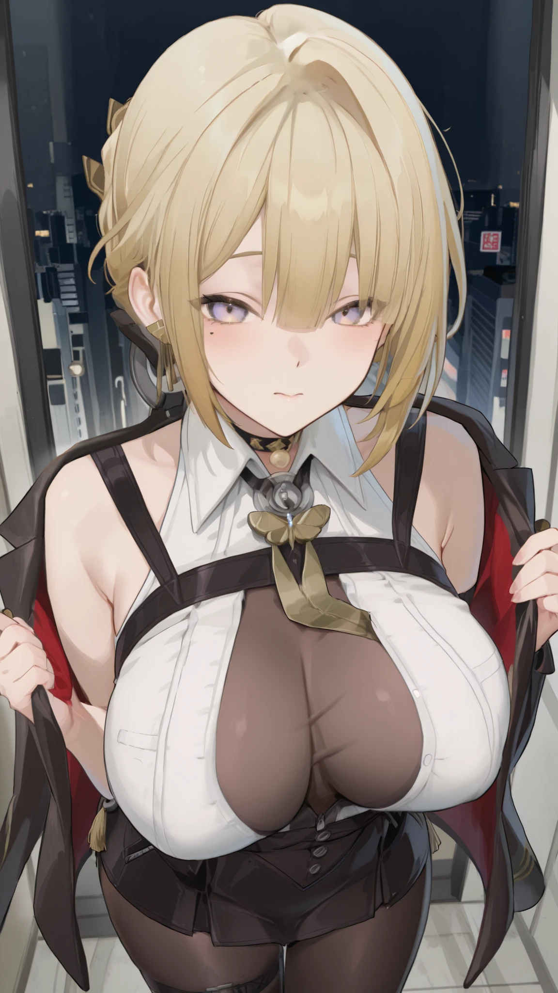 1girl, 18 year old female, Mysterious Heroine X Alter, Fate Grand/Order, anime style, ultra realistic, high detail, sexy pose, sexy, beautiful, exposed skin, slender, skinny, exposed breast, large breast, nipples, exposed nipples, nude, nudity, absurdres, high res, ultrasharp, 8K, UHD, retina, masterpiece, accurate, anatomically correct, perfect anatomy, textured skin, super detail, high details, high quality, award winning, best quality, high res, looking at viewer, detailed eyes, four fingers and one thumb per hand, perfect hands, perfect finger, two arms only, no clothes, revealing, platinum blonde hair, yellow eyes