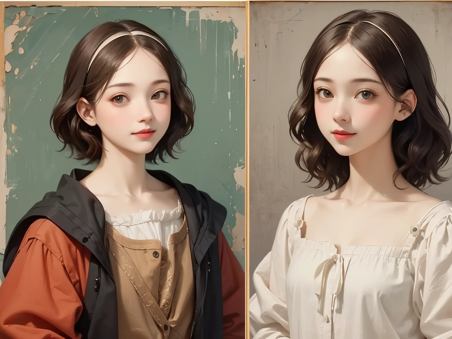 406 (Flat capの diet),((18 year old woman)),(short hair),(shortcuts),(Neat hair),(Ultra High Definition),(Leonardo da Vinci Style Painting),(Archaic smile),2025.08.23,(( diet))