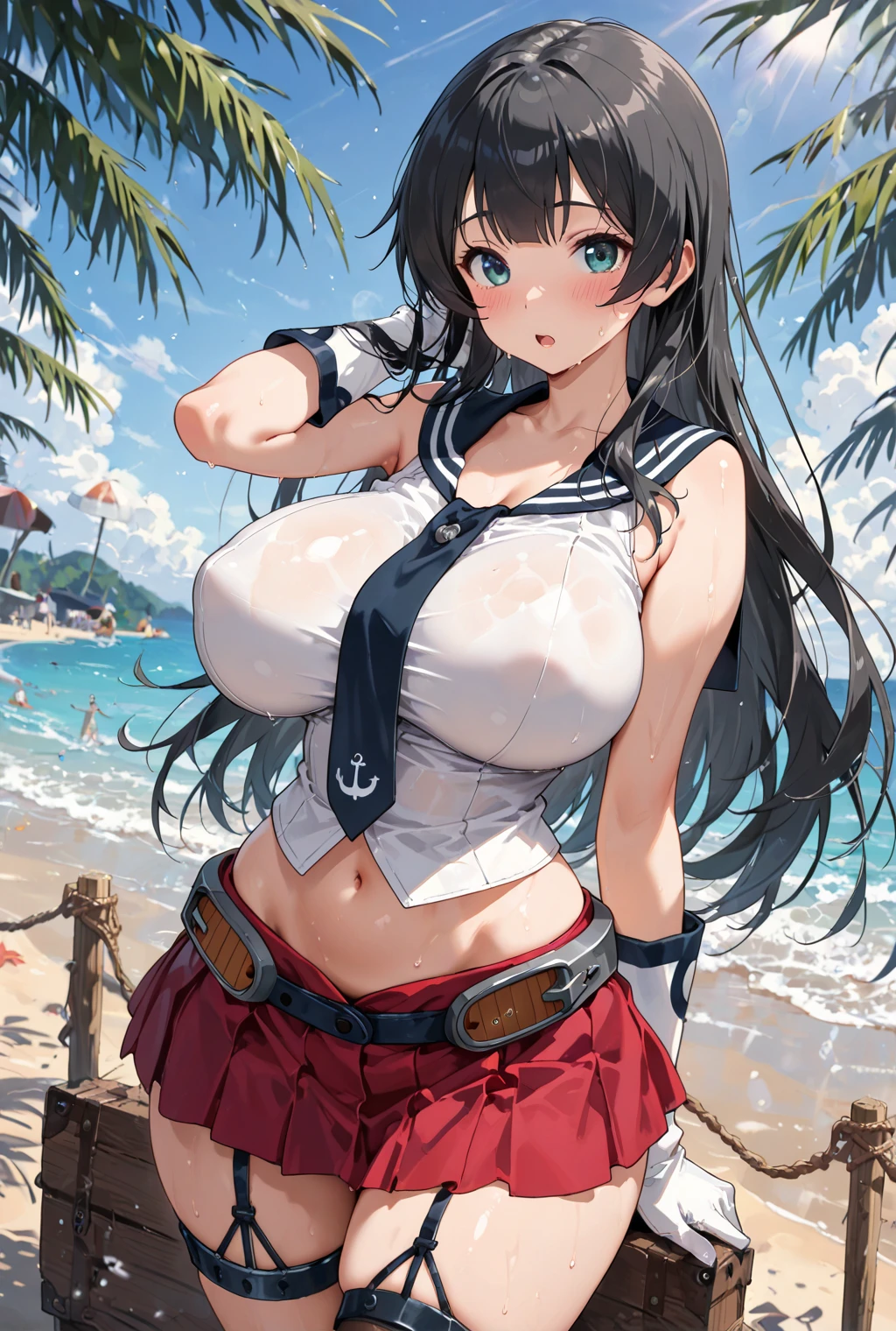Yunyun, huge breasts, serafuku