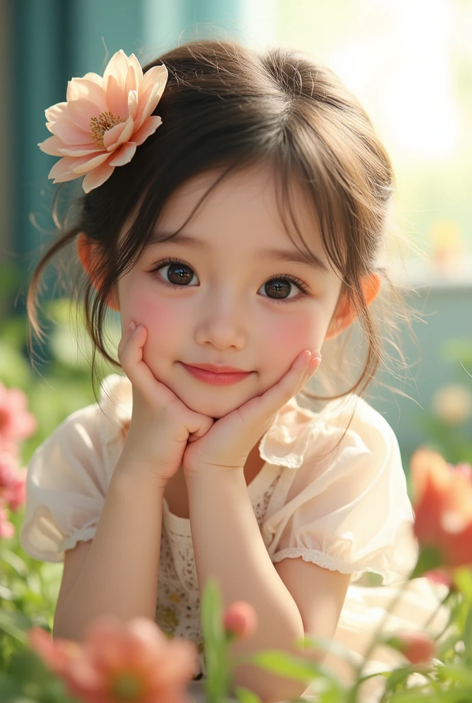 Blessings of Angels、Bright background、heart mark、tenderness、A smile、Gentle、Baby Angel