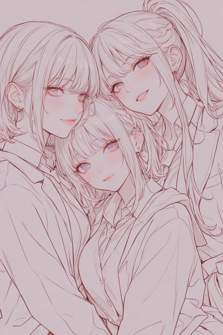 ears girl(Sketches), (Open Close), (Small body), (White Hair:1.5) (Short Hair:1.4), (Red eyes)(Blunt bangs:1.3)Horns from the forehead smile