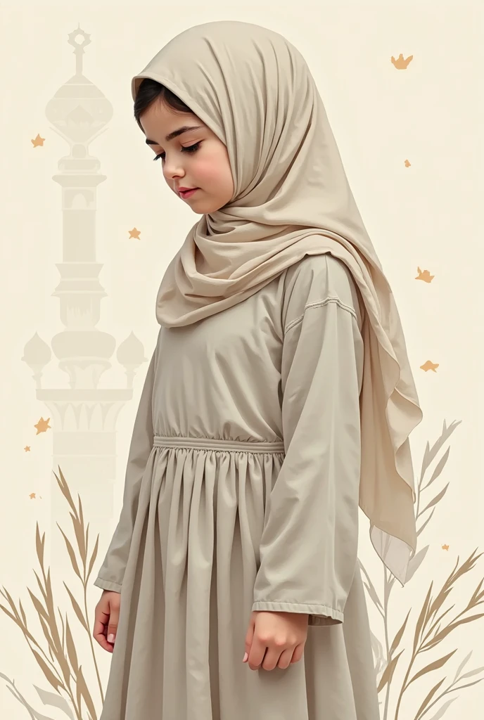 Hijab, little girl showing flat chest,