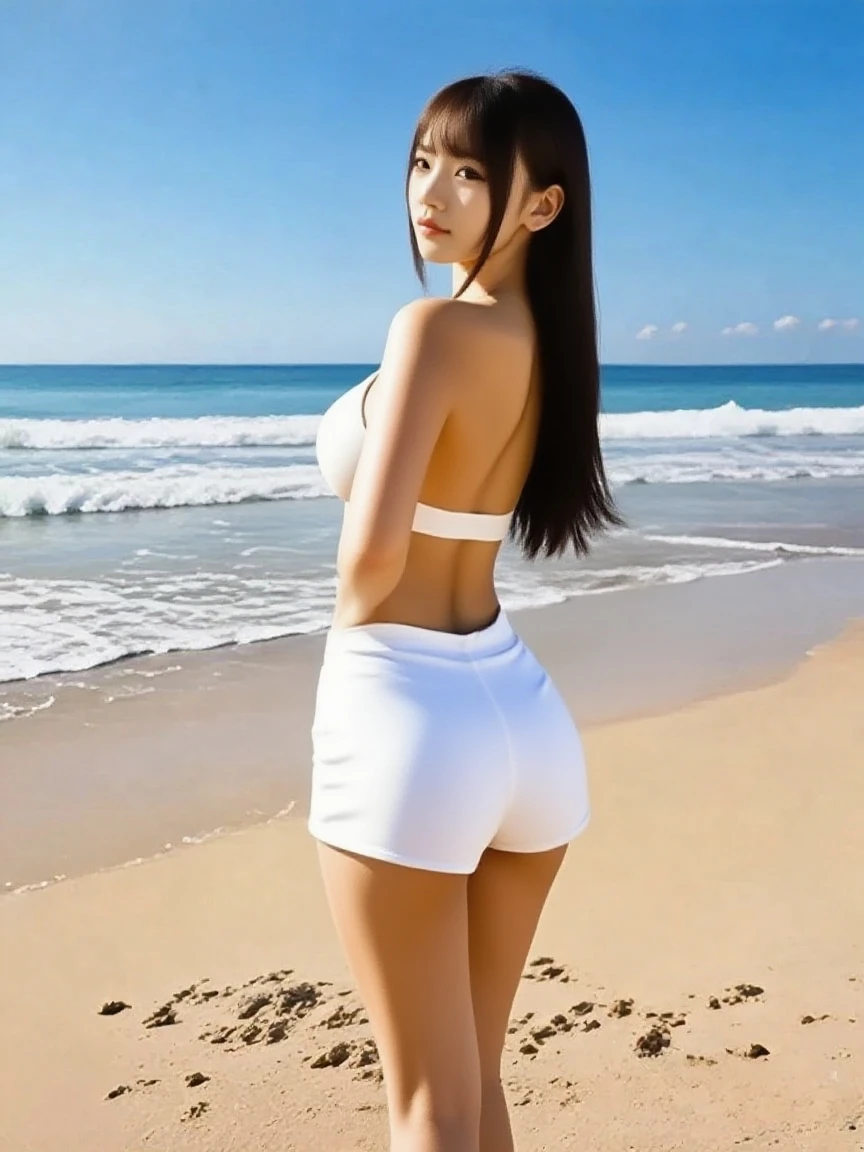((highest quality, 8k)), ((masterpiece)), (Familiar), Perfect Face, Dog Girl, Beautiful woman, public, It has a tail, She has a fluffy tail, She has a fox's tail, She wags her tail, smile, Collars and Leads, She wears a sexy bikini, Beautiful Hips, Big Breasts, Big tail, She turns around on all fours, A tail sticking out of a bikini