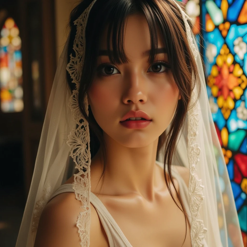 photo shot on Nikon D850, 16k, sharp focus, masterpiece, breathtaking, atmospheric perspective, diffusion, pore correlation, skin imperfections, DSLR, 80mm Sigma f2, depth of field, film grain, intricate natural lighting, (a shy spirit woman looking at viewer, upper half, white glow, glowing skin, extremely delicate and beautiful), haunted bedroom, mansion, haunting, elegant, dark themed, spooky, (floating hair),