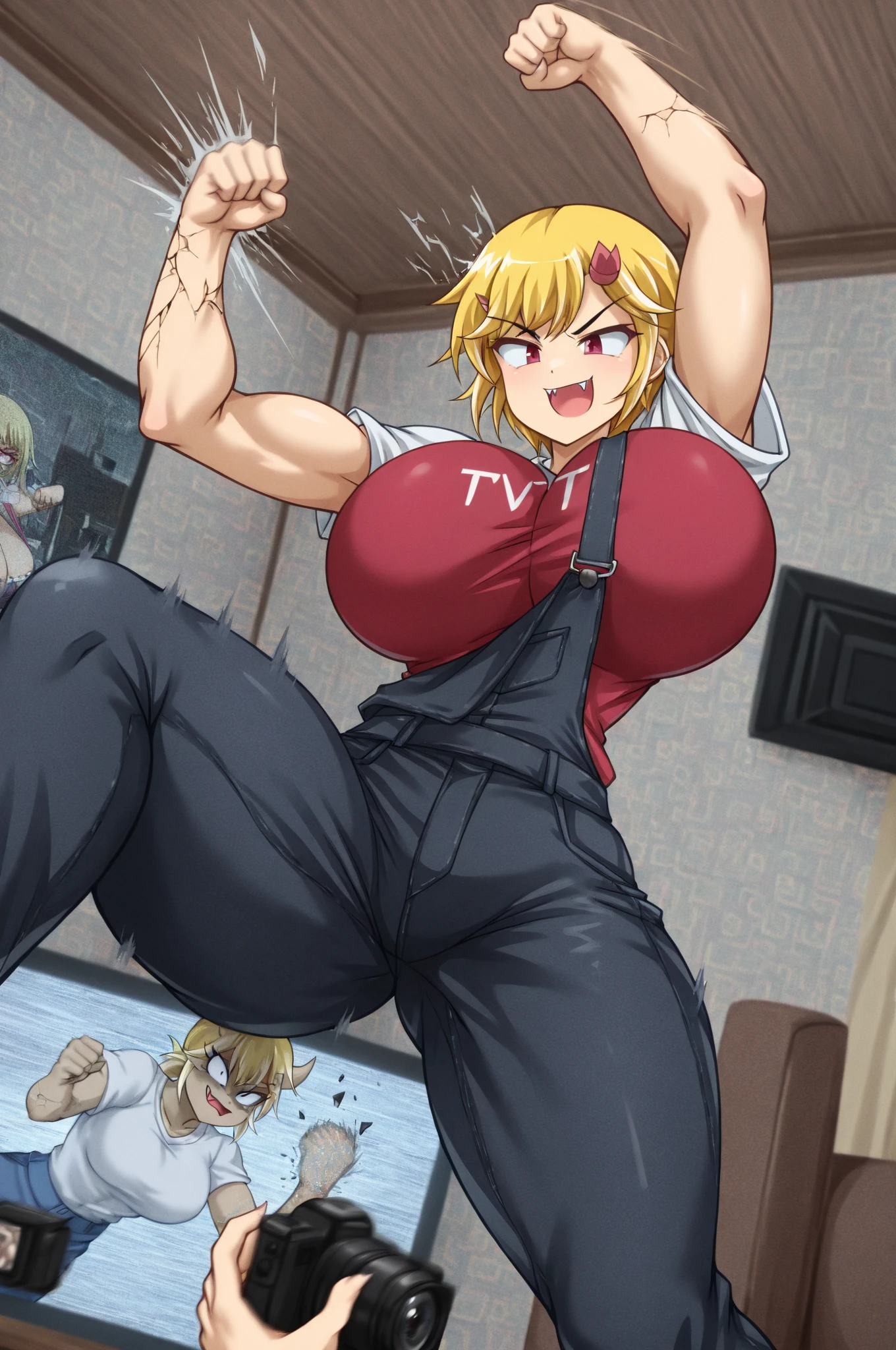 horikoshi kouhei, 1boy, absurderes, katsuki bakugou, blonde hair, blurry backround, blurry backround, boku no hero academia, Chamakou, Hi-Res, Looking at the camera, Men's Focus, musculature, muscular male, Keep your mouth shut, red eyes, shorth hair, spiked hair, perspiring, (String bread、Nipples stand out from cow print micro bikini)、Embarrassing、(breasts like women、Colossal tits、male people、1 persons、macho、Very thick thighs:1.3)、(Feminization)、(Z-cup:1.5)、NSFW、Whip whip、bbw、meaty、Plump、Good development、a small face、Scruffy body, Erotic cartoon style body, Eros of a married woman, Married woman style, Married woman atmosphere