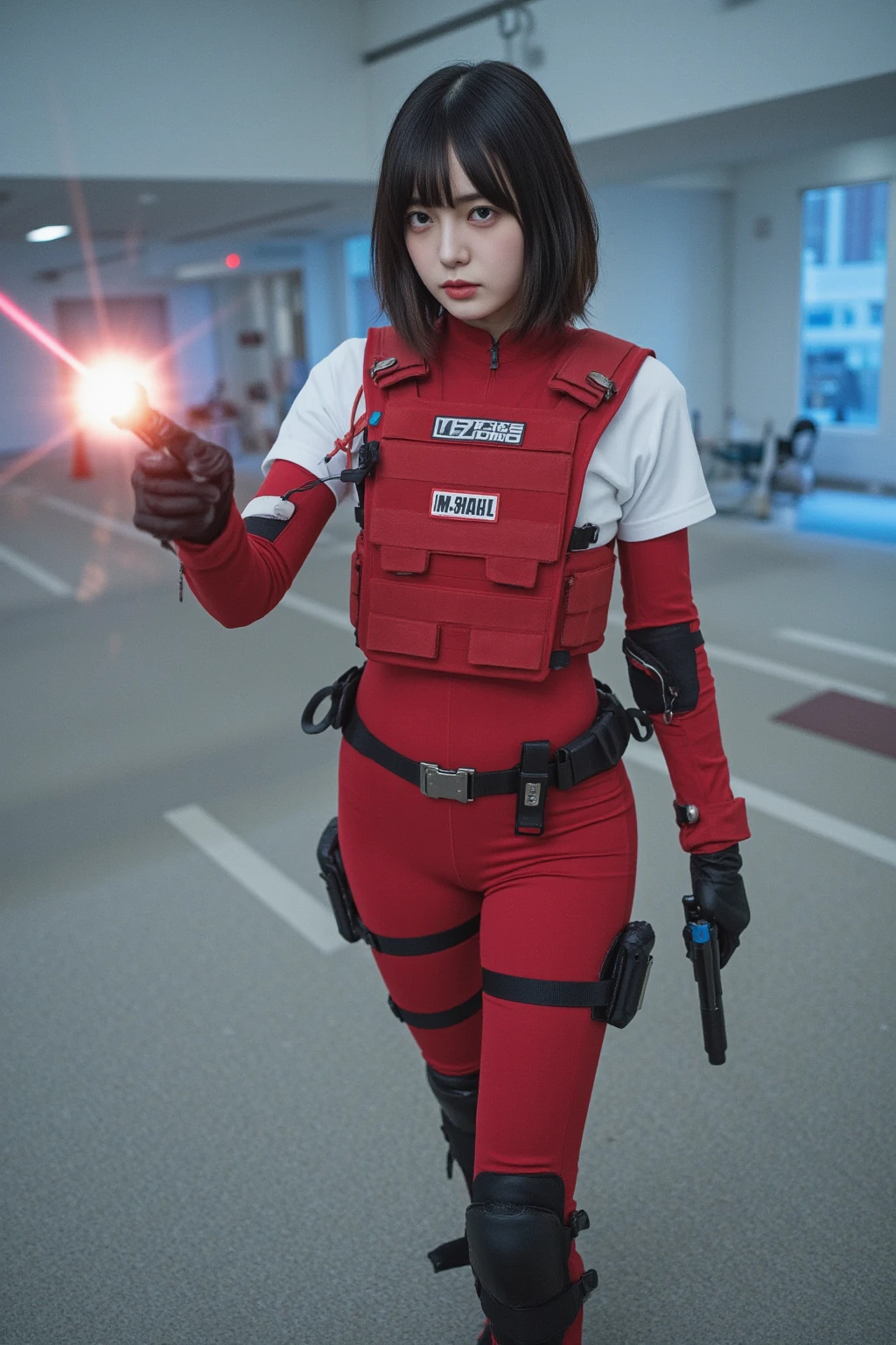  Girl, machinegun,pistol,,thin ,  ,beautyful face, beautyful body, perfect , sharp picture,