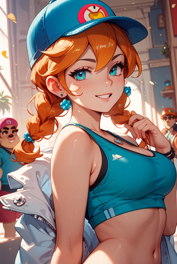 Misty (Pokemon) Curvy body, big tits, young face, handjob gesture