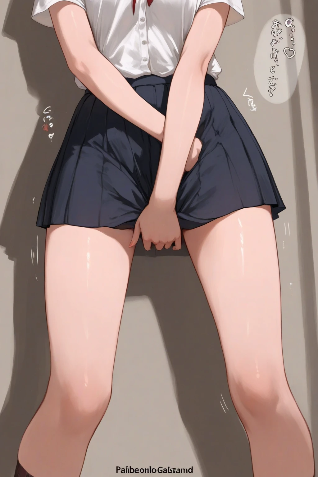 2D, masterpiece, top-quality, animesque, ighly detailed, cowboy shot, 1girl in, 独奏, Chika Fujiwara, blue eyess, A pink-haired, Hair bow, Black bow, 校服, Summer Uniforms,, is standing, Indoors, hallway、Condom belt、Obscene graffiti all over the body、 (Stand and spread your legs:1.1、Crab crotch、tiptoeing) ,(Arms behind your head:1.2),(Crying in frustration), Sweat, Drooling,お漏らし、(NSFW), excessive cum in、Trembling girl ,Tremor effect motion lines ,Sweat,steam,Sex Expressions、Genital vibrators、Vibrators cause loud vibrations、((FunToys、masturbation、Genital Vibrator))