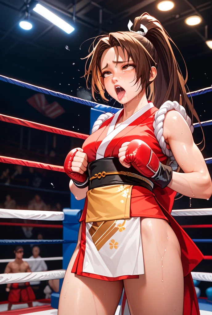 As the tension and excitement reach their peak in the boxing arena, a sudden hush falls over the crowd. Amidst the fierce battle of strength and skill, an unexpected twist unfolds. Stepping into the center of the ring, an elegant pianist takes her place behind a grand piano, emanating an air of tranquility amidst the chaos. Her fingers gracefully dance across the keys, producing a melodic tapestry that weaves its way into the hearts of the spectators. The clash of fists and the rhythm of the music intertwine, creating a mesmerizing harmony that captivates all who bear witness. Her physical appearance exudes sophistication, dressed in a flowing evening gown that accentuates her poise and grace. The dimmed lights illuminate the stage, casting a spotlight on the pianist as her melodies ebb and flow, casting a spell of serenity over the boisterous atmosphere. For a brief interlude, the crowd is transported from the world of brute force to a realm where beauty and artistry reign supreme