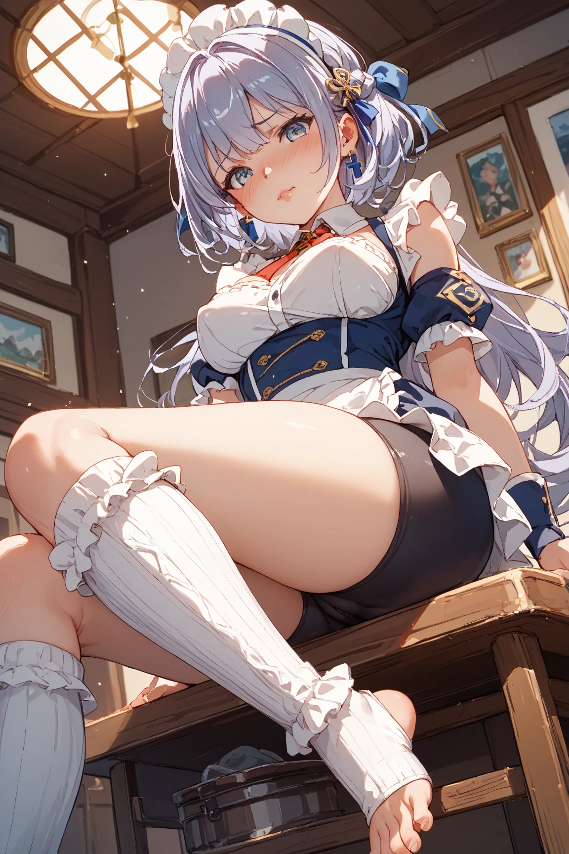 Furina, Focalors, dogeza, degenerate, pleading, begging, surrealism, 8K, Super Detail, Hydroarchone, thicc thighs, Beautiful eyes, Genshin, masutepiece, Best Quality, Ultra-detailed, Illustration, epic lighting, Cinematic composition, isometric, 1girl in, Solo, Indoors, Looking at Viewer, (8K:1.1)
