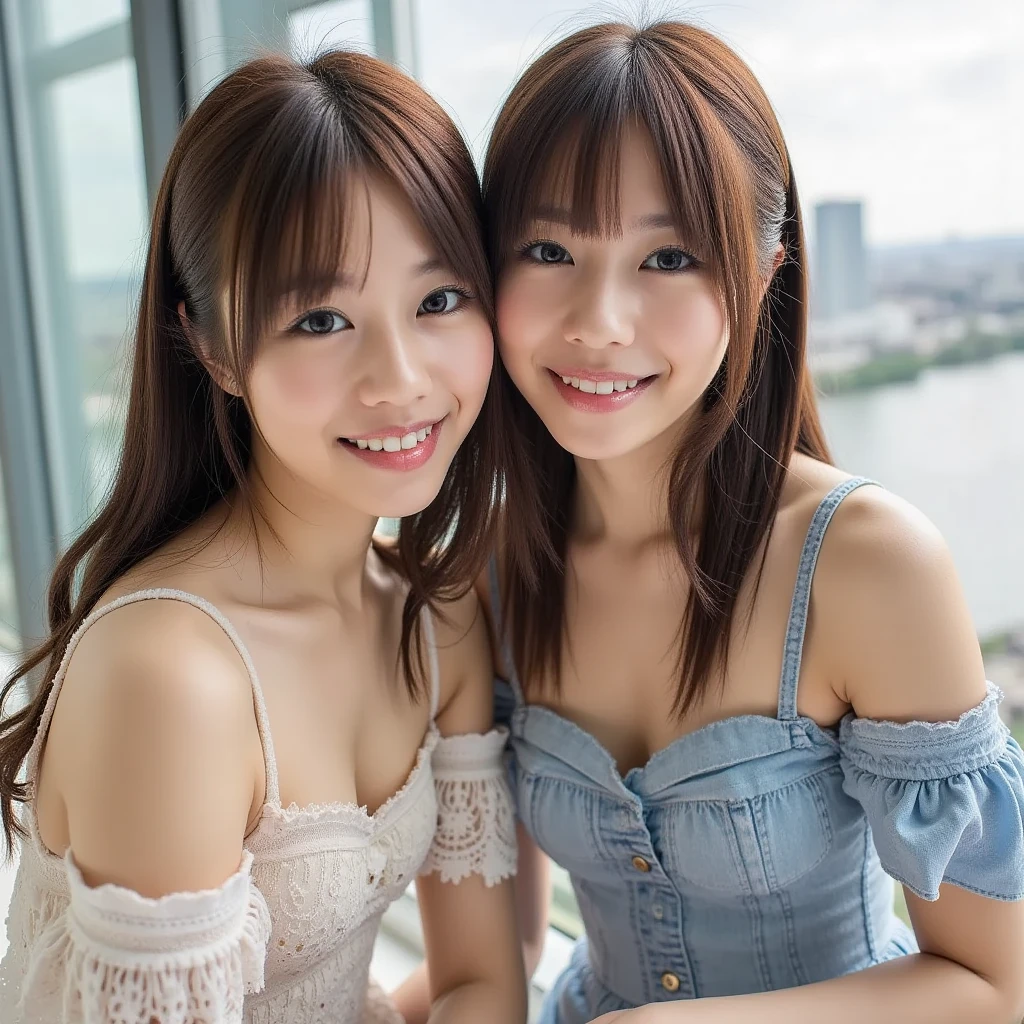 Cute face like a 15-year-old idol Smiling Kindly Maid Cafe Outfit Maid clothes Cosplay Cleavage Slightly large bust RAW Photos Genuine Real High definition Raw photo city