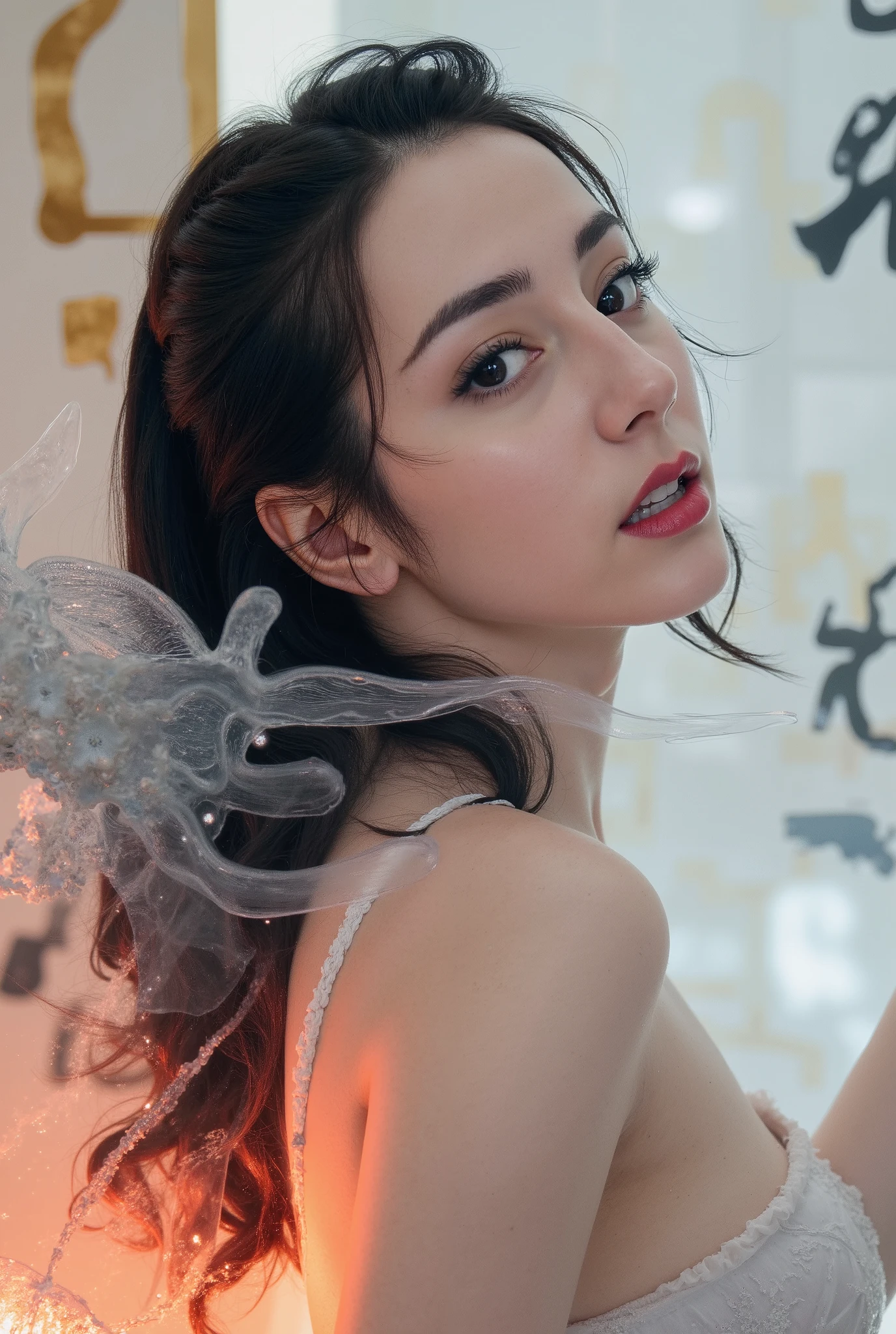 double exposure style, volumetric lighting, A girl (beautiful , supermodel) with very wide top neckline, arching her back, beautiful piel suave, Traditional attire, Artistic calligraphy and ink, depth of light, dramatic atmospheric lighting, volumetric lighting, double image ghost effect, combination of images, double exposure style,(( naken:1.9))((nfsw:1.9)), ((full body fit:1.9)) ,((( depth of field f2 .8.)))((( naken:1.9))) Bright colors, ((without clothes:1.9)), ((nude:1.9)),